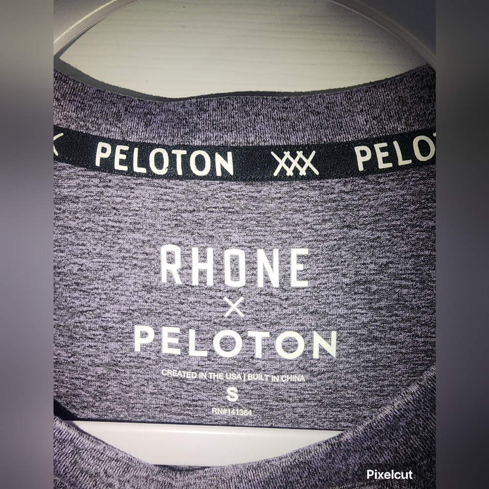 Rhone x Peloton Shirt Mens Small Purple Gray Heathered Workout Short Sleeve - Picture 2 of 3